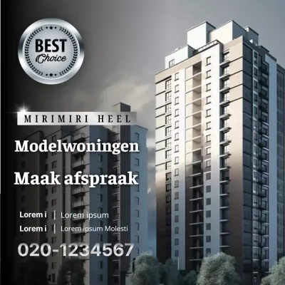 Promoot afspraken om de zwarte en zilveren luxe gin modelwoning te bezoeken