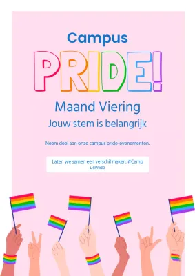 Roze en blauw eenvoudige campagne voor de Maand van de Trots op de Campus