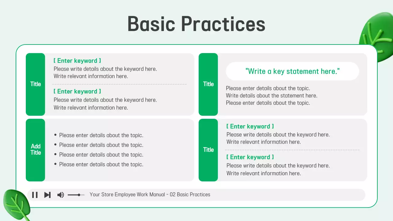 Green Modern 직원 매뉴얼 프레젠테이션