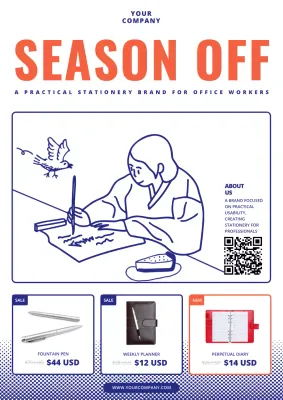 Orange Traditional Stationery Promotion Poster