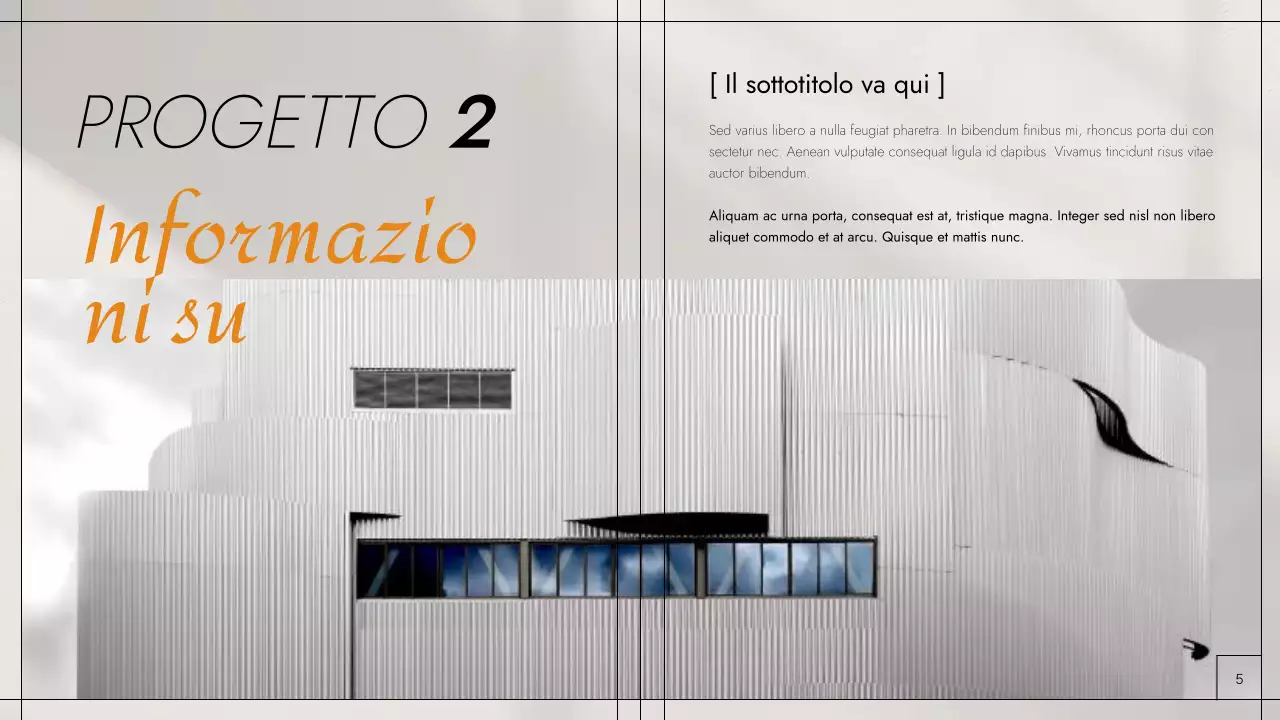 Portfolio fotografico moderno in nero e arancione