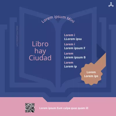 Un sencillo anuncio de reclutamiento para el club de lectura en azul marino y rosa