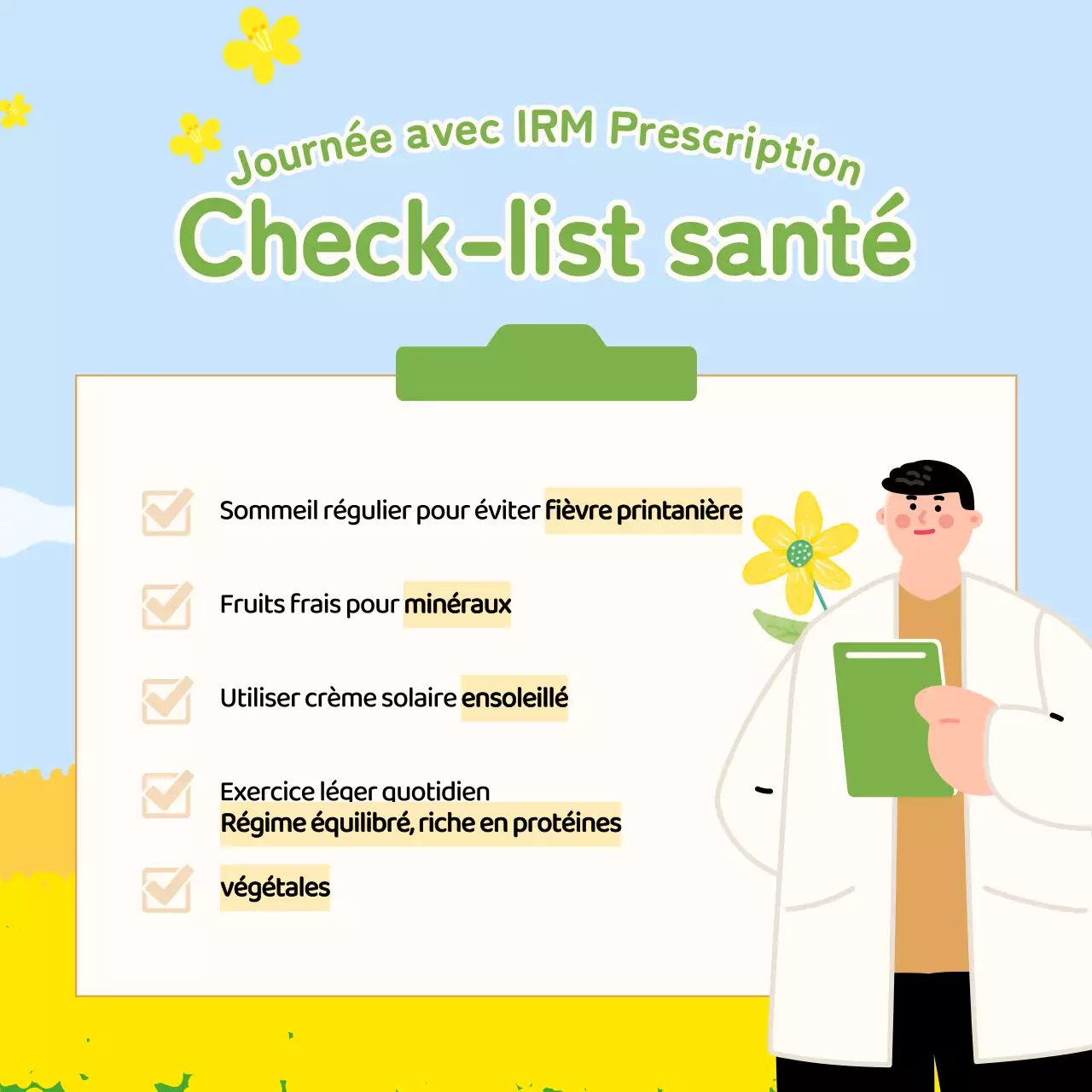 Conseils de santé pour les belles couleurs printanières du vert et du jaune