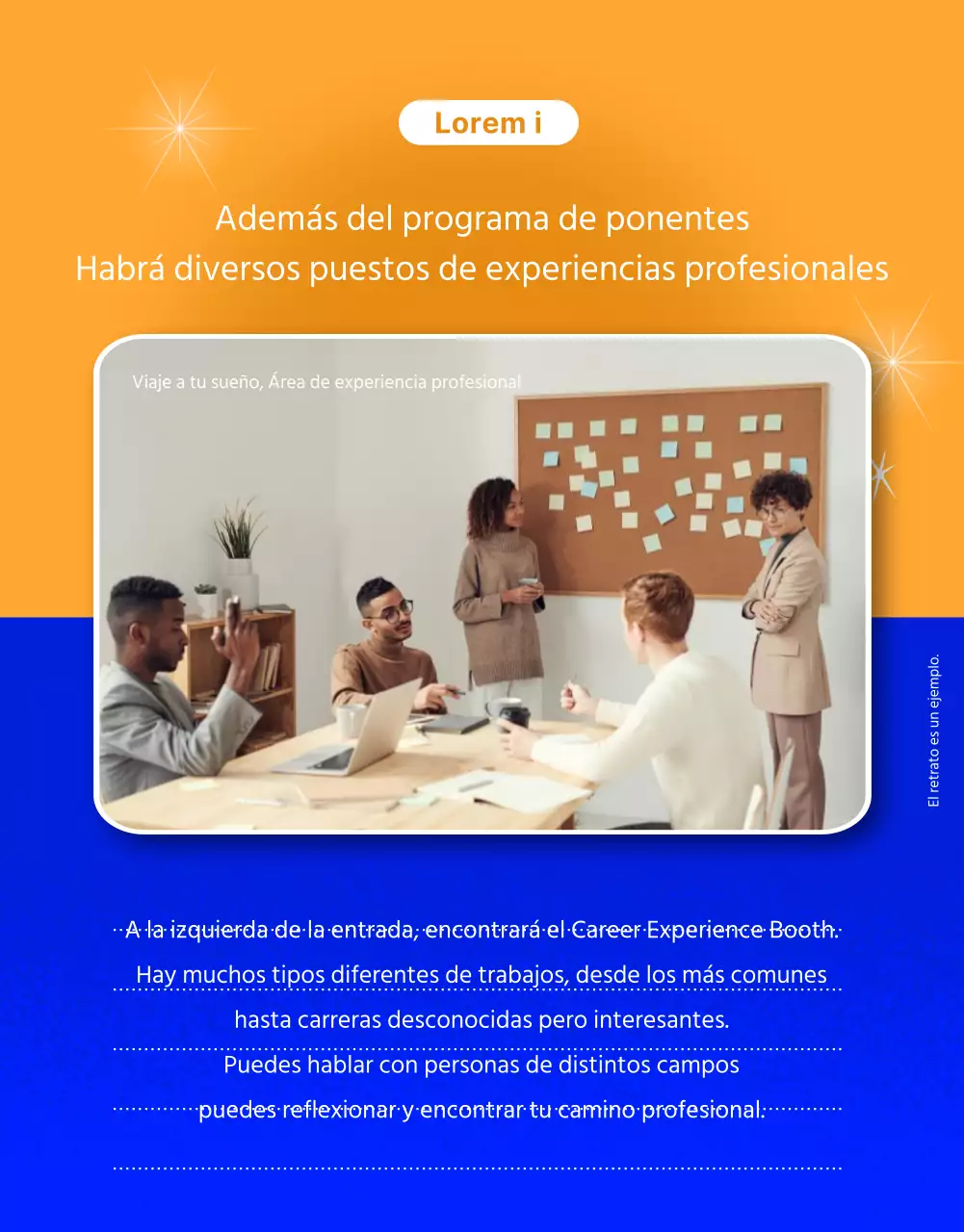 Promover una feria profesional inspirada en la ciencia ficción azul y naranja