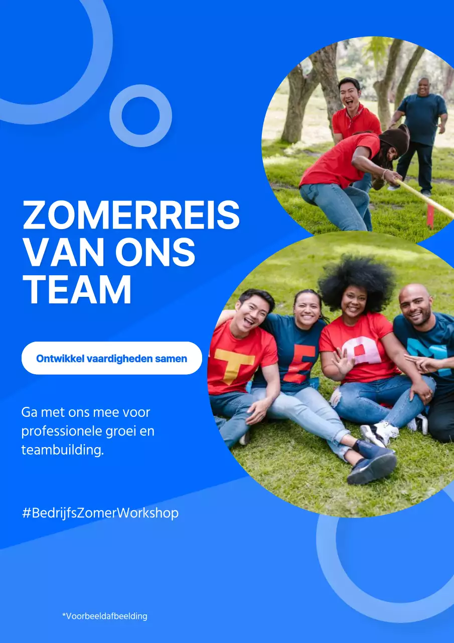 Blauw en wit geometrische aankondiging bedrijfsworkshop