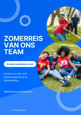 Blauw en wit geometrische aankondiging bedrijfsworkshop