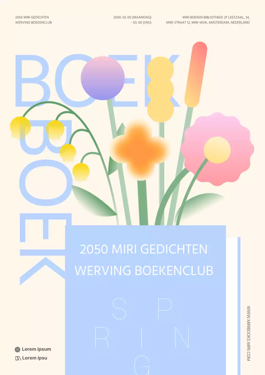 Werving promoten voor een moderne leesclub in geel en lichtblauw