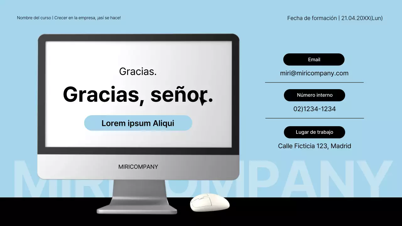 Sencilla formación corporativa de orientación para nuevos empleados en azul claro y negro