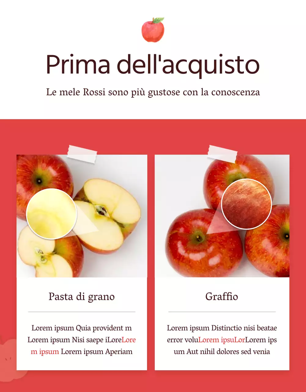 Promuovere la vendita di mele di concetto naturali rosse e grigie