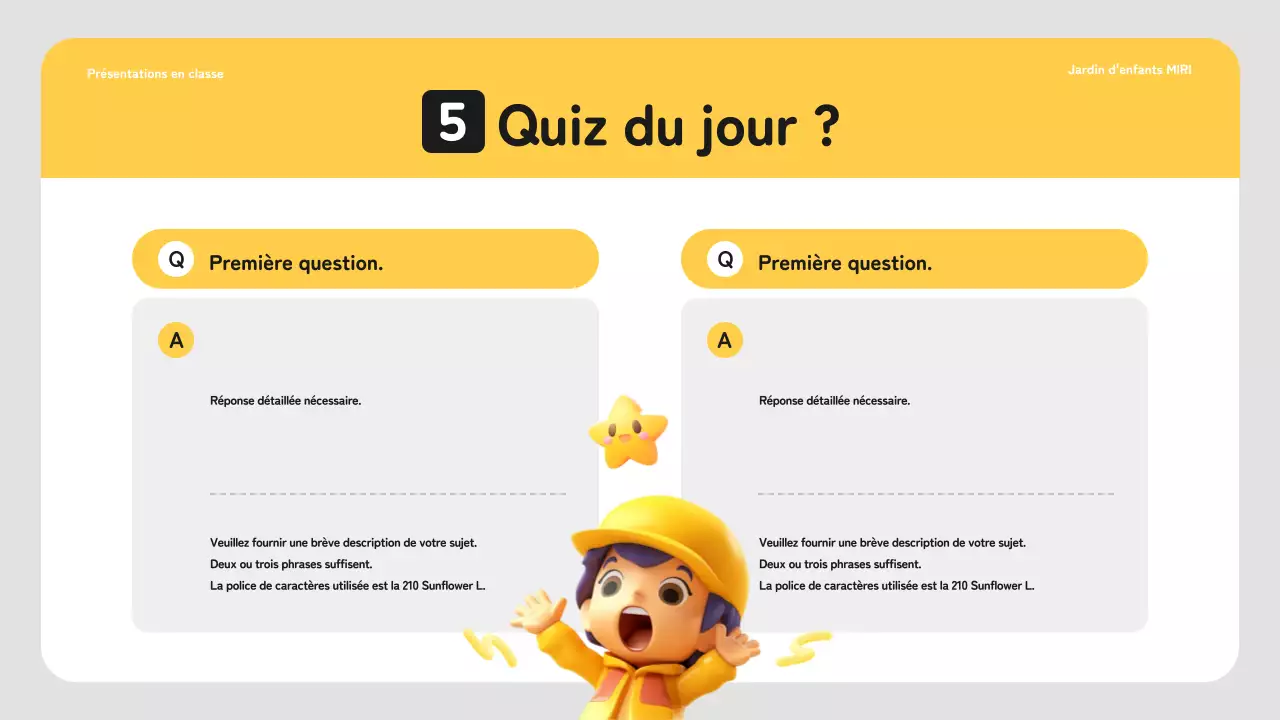 Plan de cours préscolaire simple en jaune et blanc