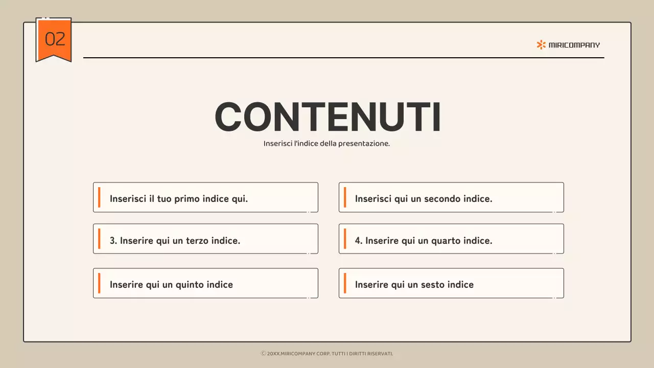 Profilo aziendale semplice e infografico in beige e arancione