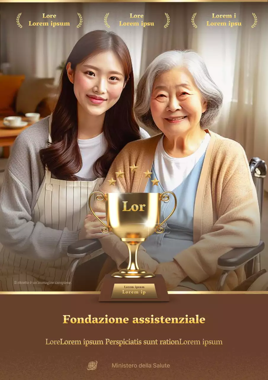 Un lussuoso annuncio di premiazione in marrone e oro