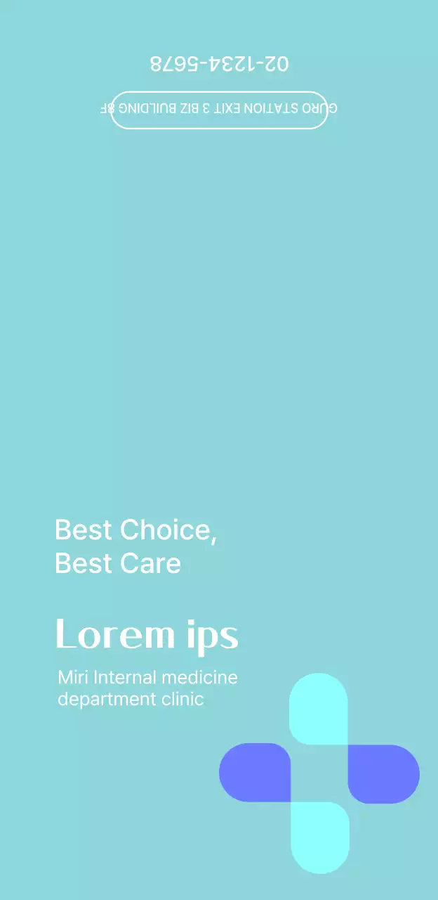 A simple-looking hospital with a light blue and blue logo