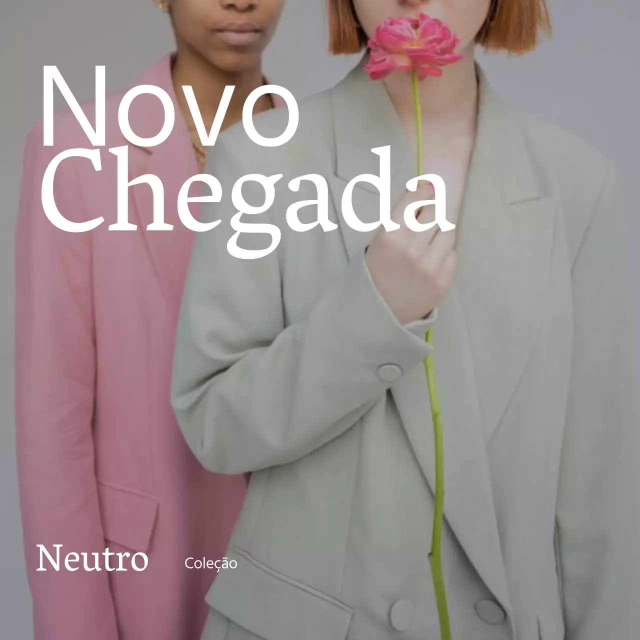 Anúncio da nova coleção de moda básica cinzenta e branca