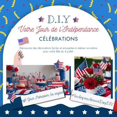 Publicité pour la célébration de la fête de l'indépendance en bleu et en rouge