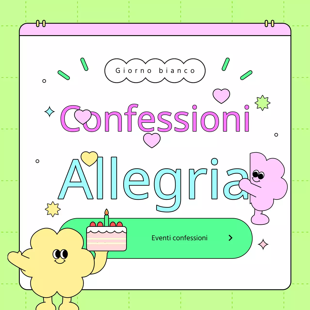 Promuovete un evento kitsch per il White Day con colori fluorescenti e rosa acceso.