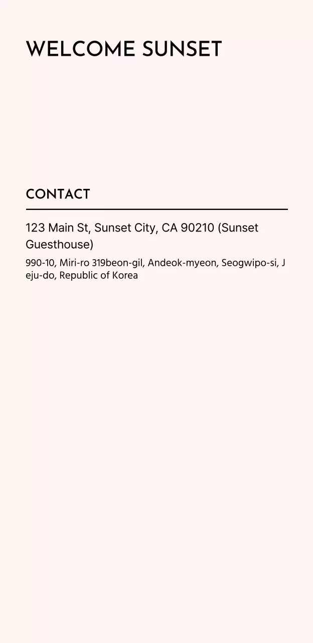 A calm hotel concept with a typography-only design