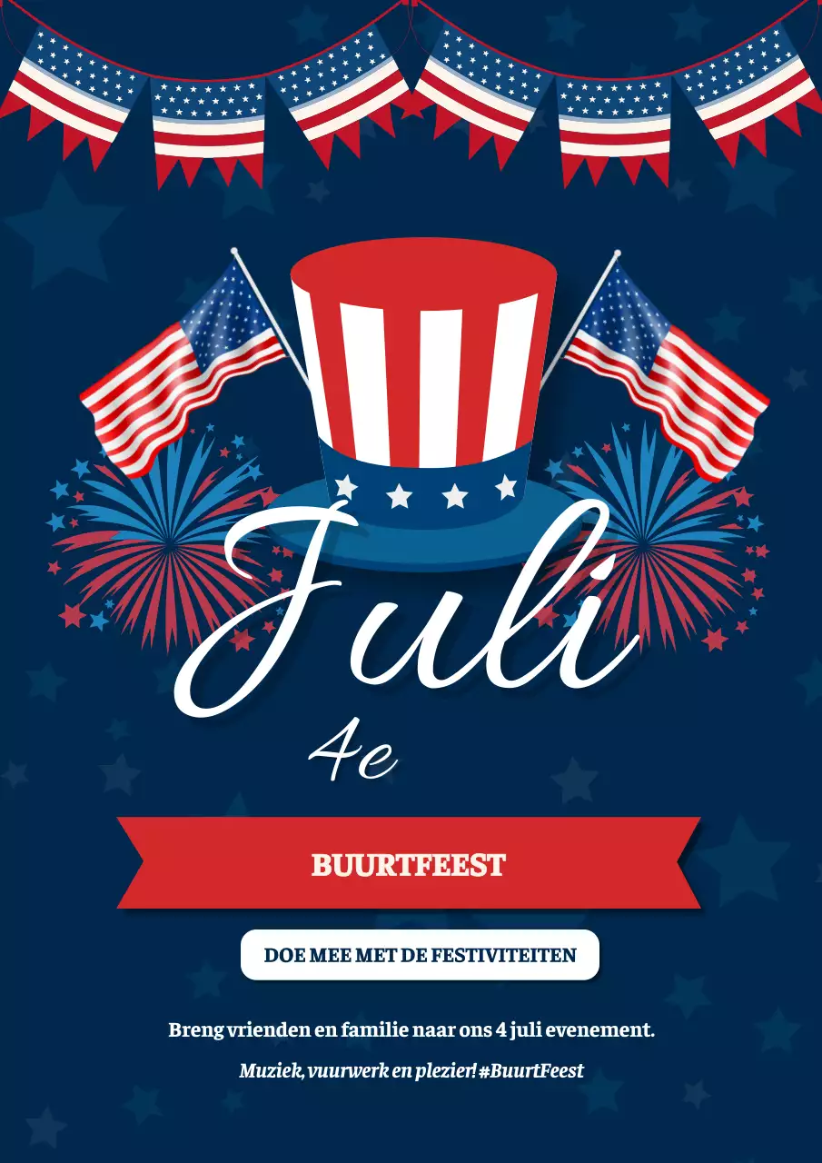 Blauw en Rood Klassieke 4 juli Viering Advertentie