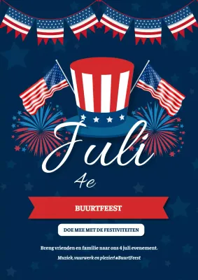 Blauw en Rood Klassieke 4 juli Viering Advertentie