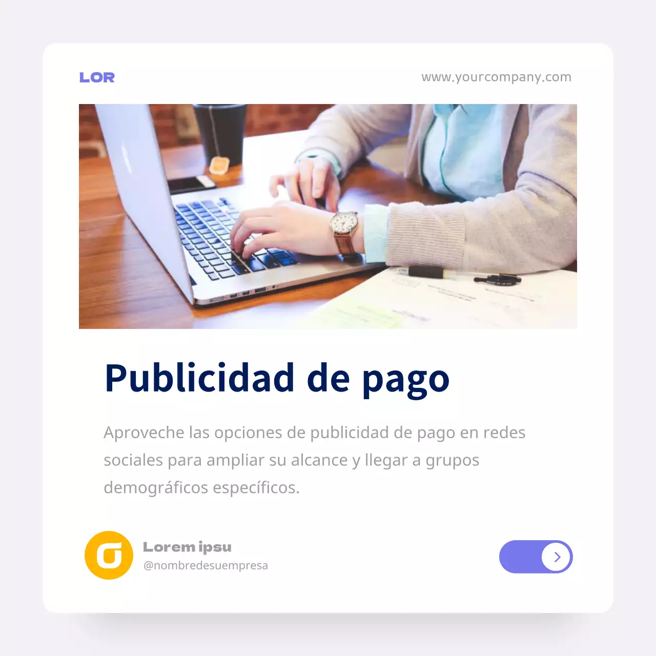 Blanco Morado Mínimo Redes sociales Marketing Consejos Publicidad