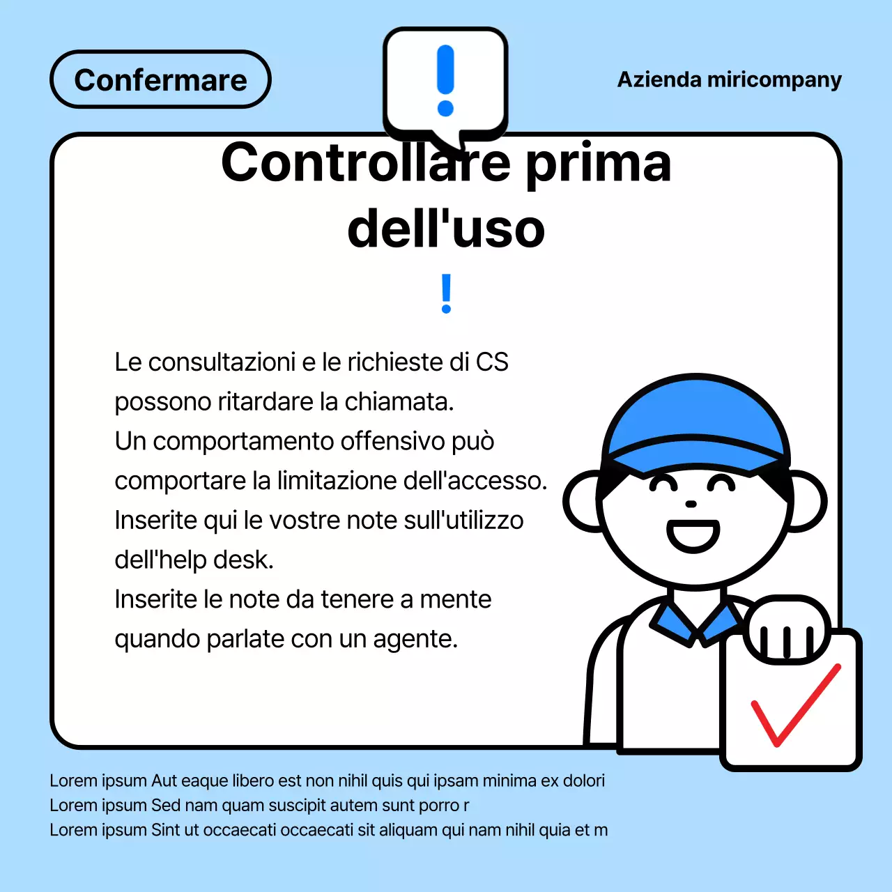 Una guida semplice, bianca e blu per l'helpdesk