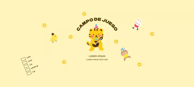 Diseño promocional de cafetería infantil con simpáticas ilustraciones de animales