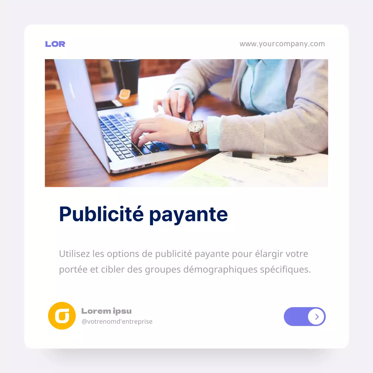 Blanc Pourpre Minimal Médias sociaux Conseils marketing Publicité