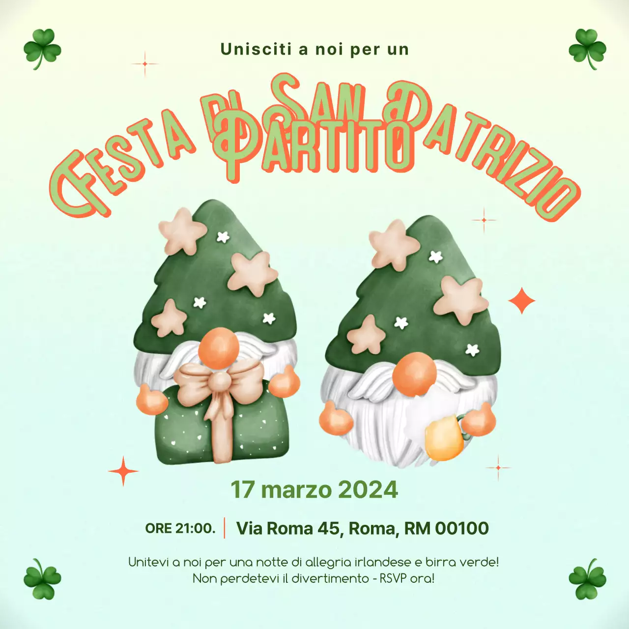 Invito alla festa di San Patrizio con fantasia a gradi verdi