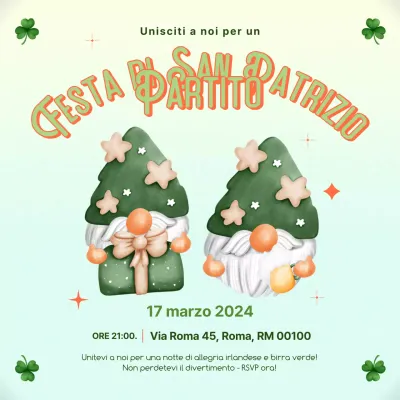 Invito alla festa di San Patrizio con fantasia a gradi verdi