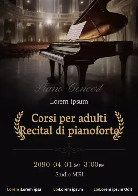 Un lussuoso invito al saggio di pianoforte in nero