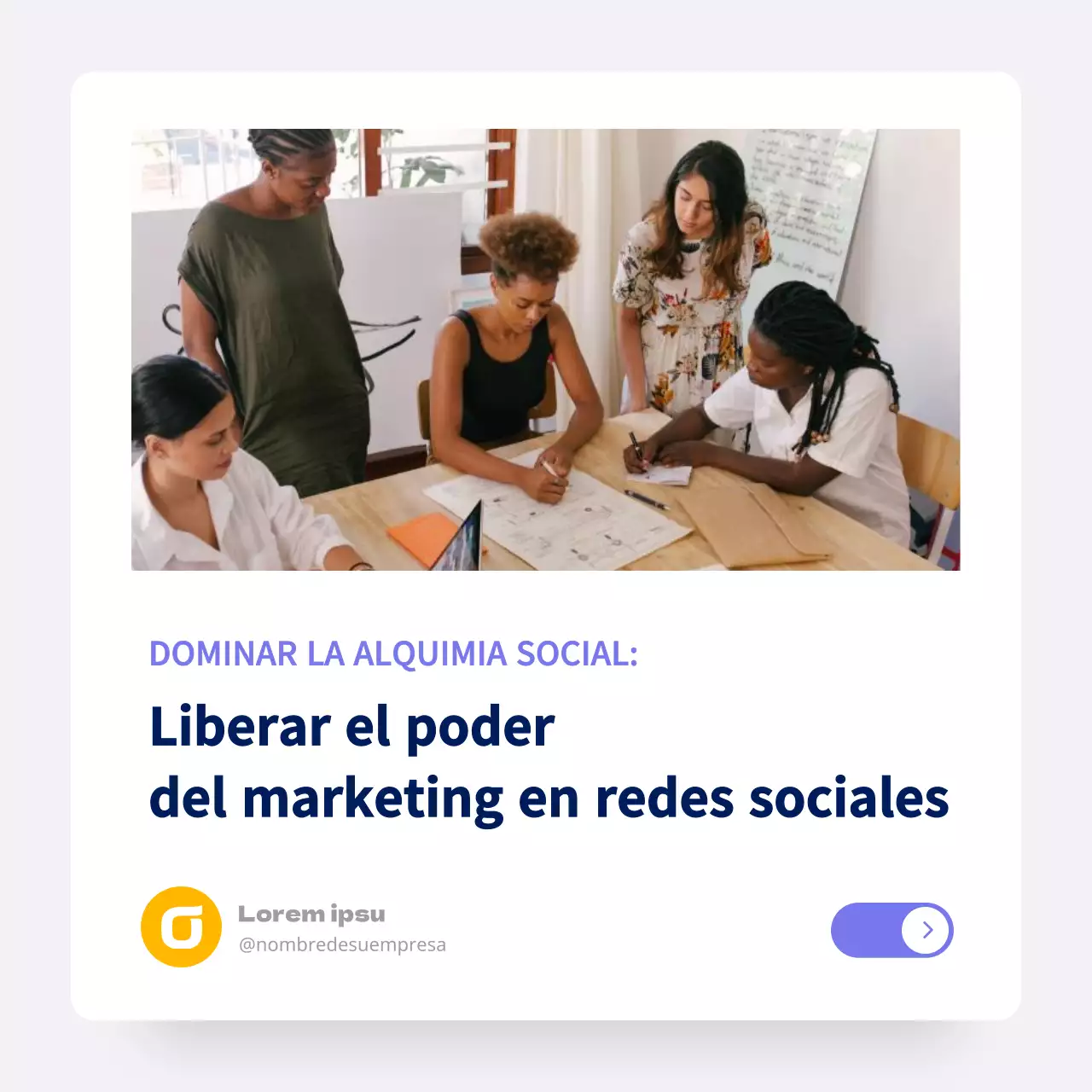 Blanco Morado Mínimo Redes sociales Marketing Consejos Publicidad