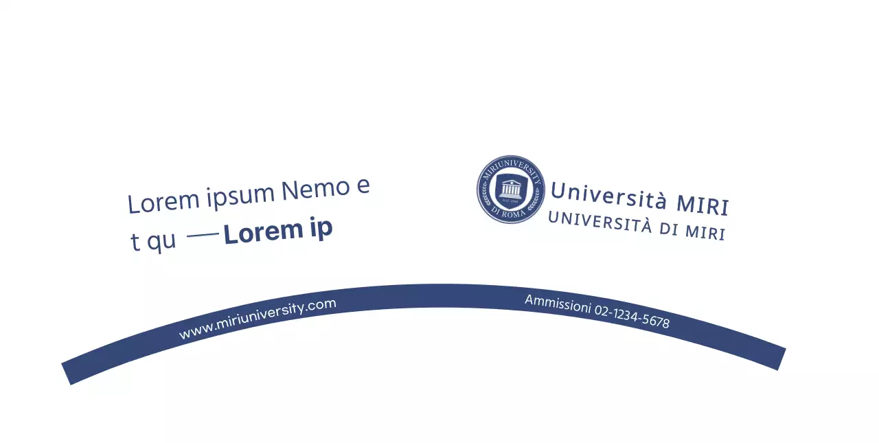 Per una promozione di orientamento all'ammissione con un logo universitario blu navy.