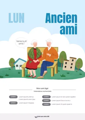 Promotion du bien-être des personnes âgées peinte à la main en bleu clair et blanc