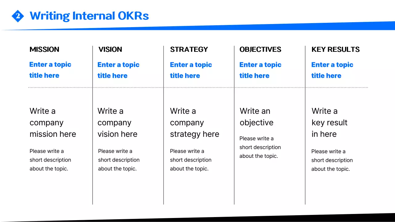 Blue Professional Okr Guide Presentation