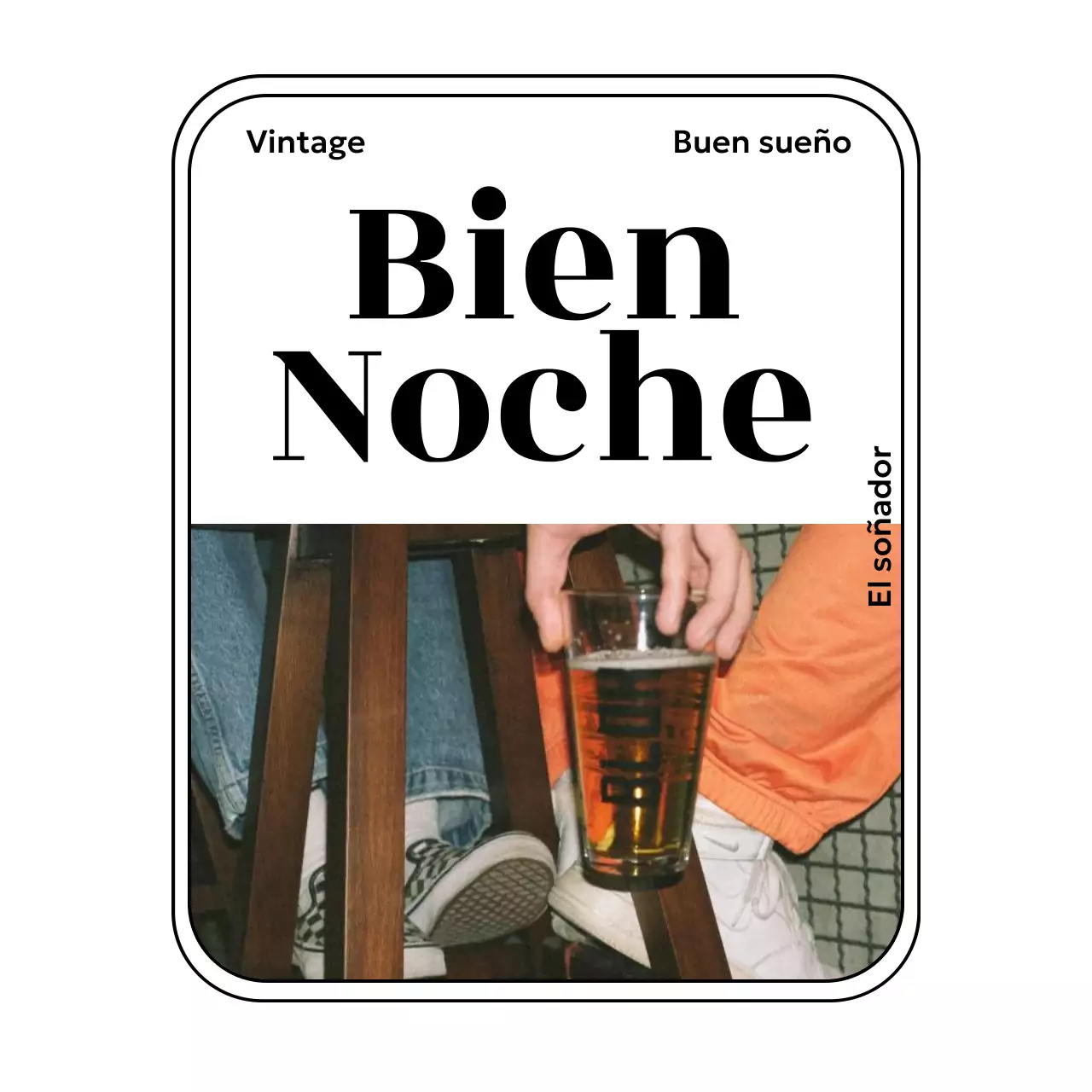 Mercancía de inspiración vintage con fotos y fuentes serif en cuadrados redondeados