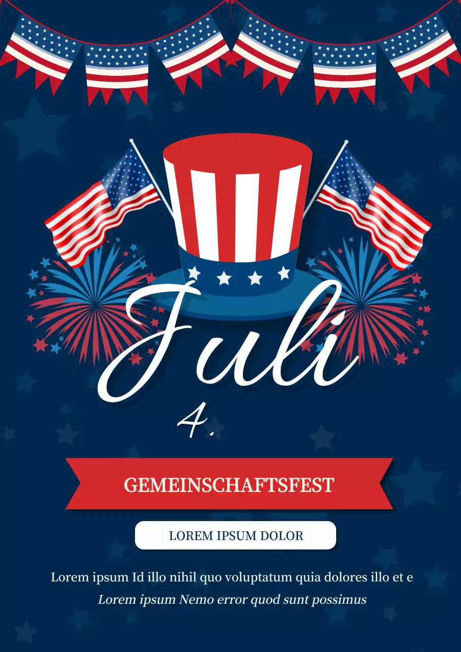 Blaue und rote klassische 4. Juli-Feier-Anzeige