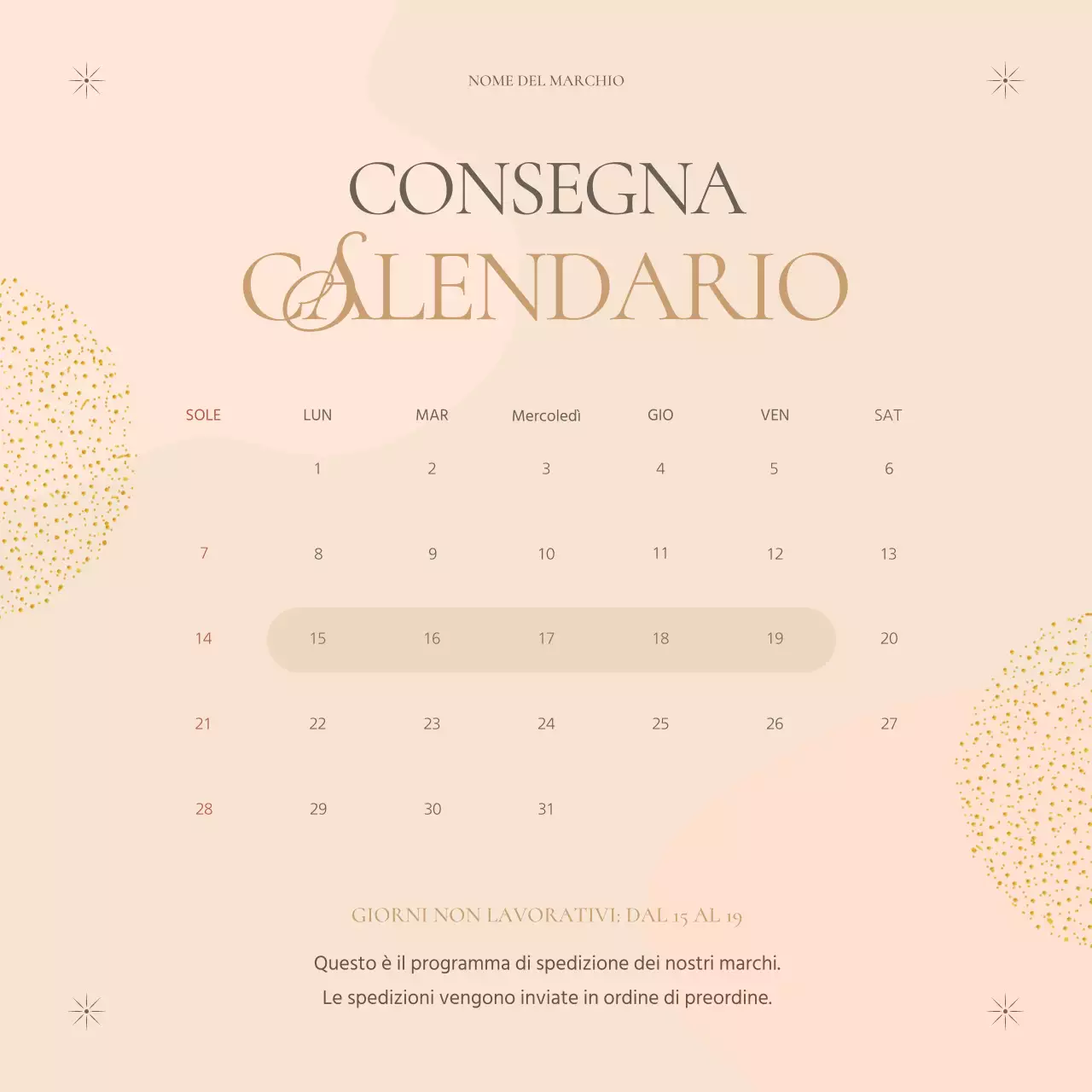 Un classico annuncio di marca in beige e marrone