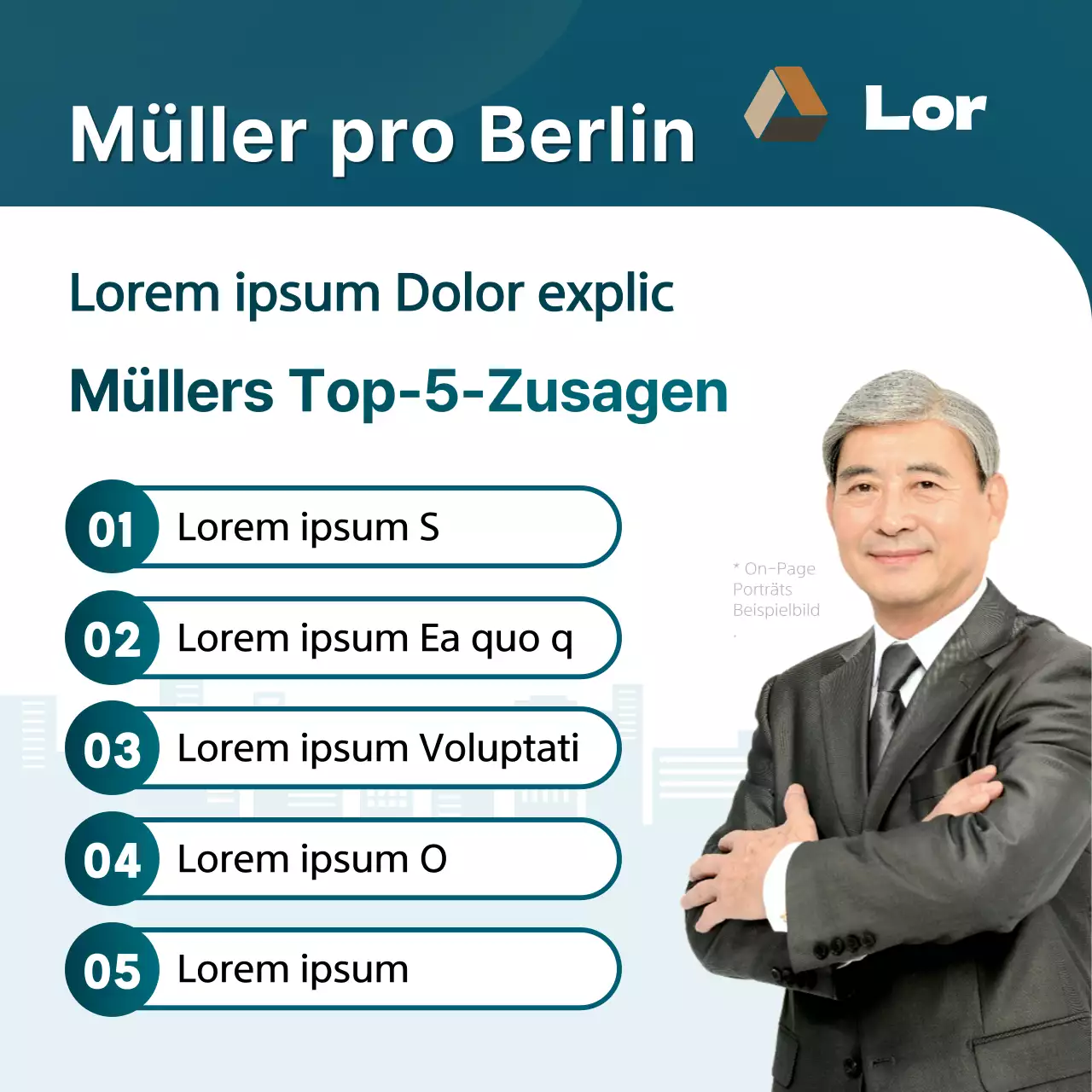 Ein Leitfaden zu den Wahlversprechen der Kandidaten, hervorgehoben in Minze und Marineblau