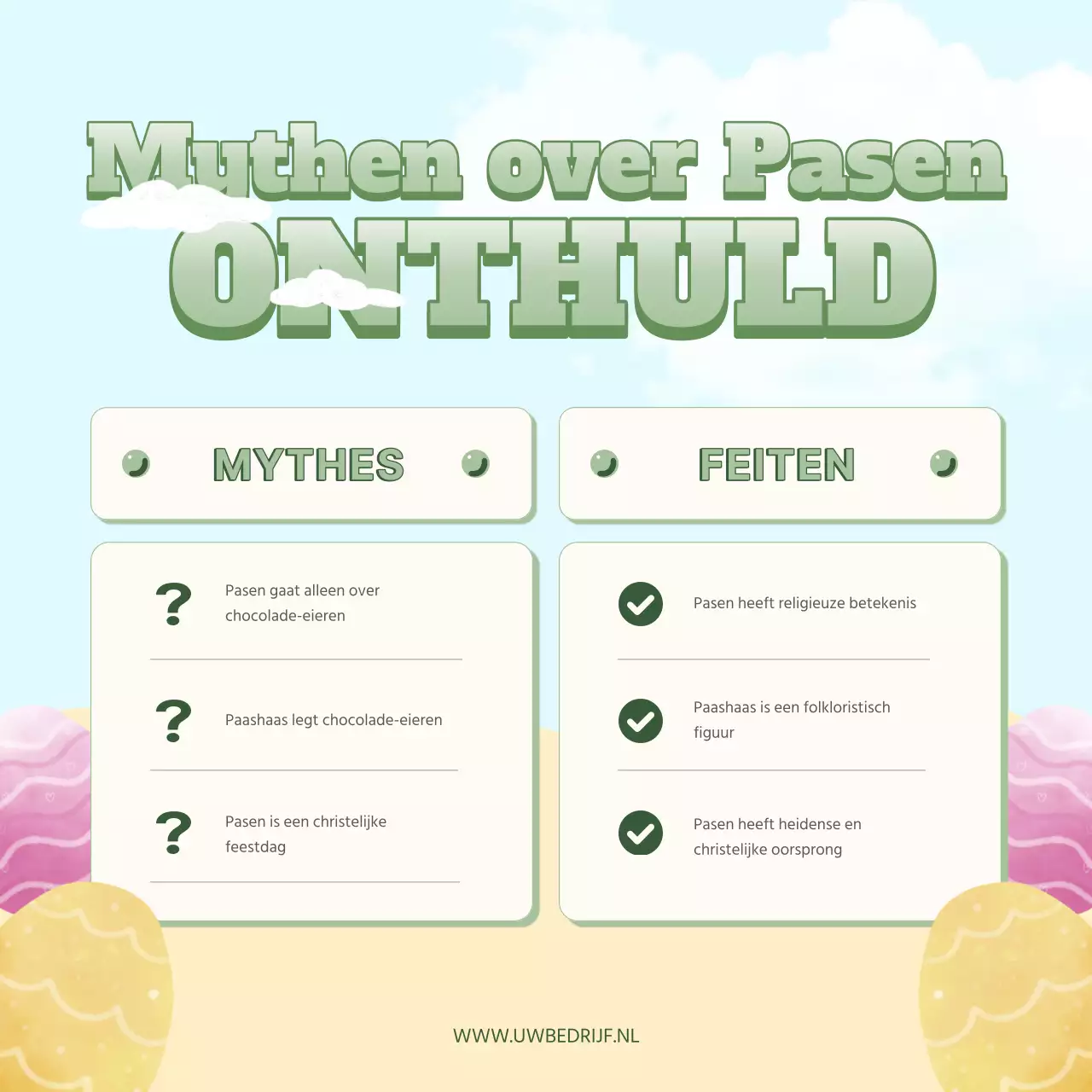 Hemelsblauw en groen Fantasie Pasen Mythen en Feiten Publiciteit