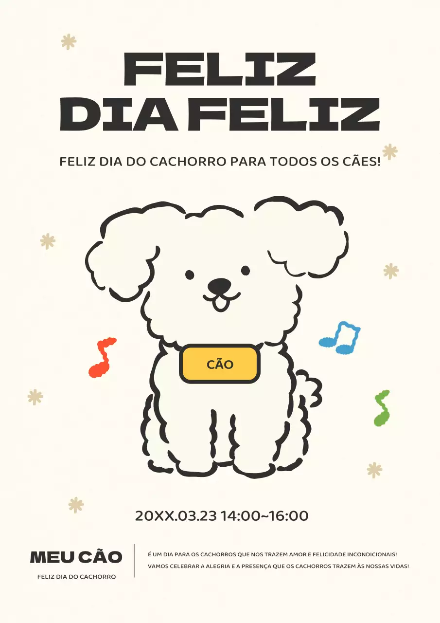 Promover um bonito dia do cão em marfim e preto