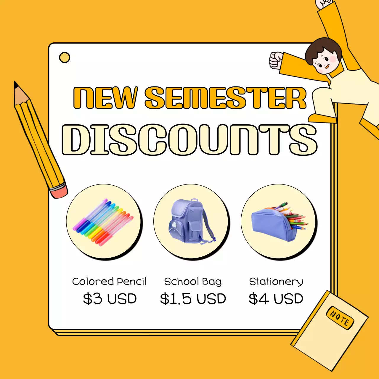 Yellow Trendy School Promotion Social Media Post