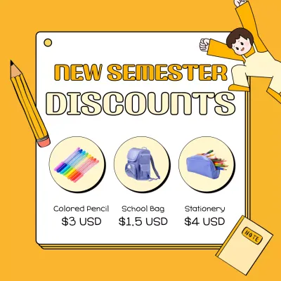 Yellow Trendy School Promotion Social Media Post