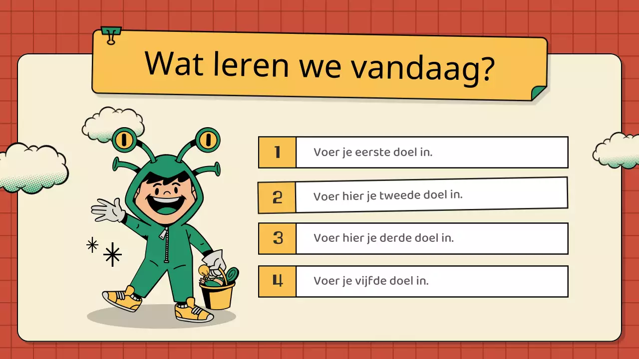 Vintage lesplannen voor kinderen in groen en geel