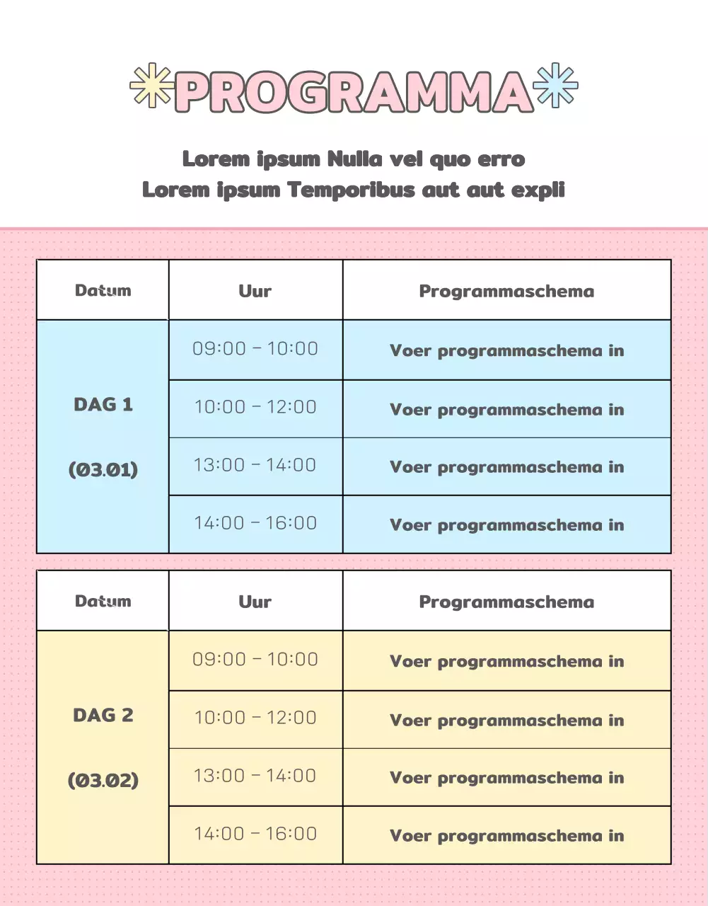 Promoot een leuke carrièrebeurs in roze en lichtblauw