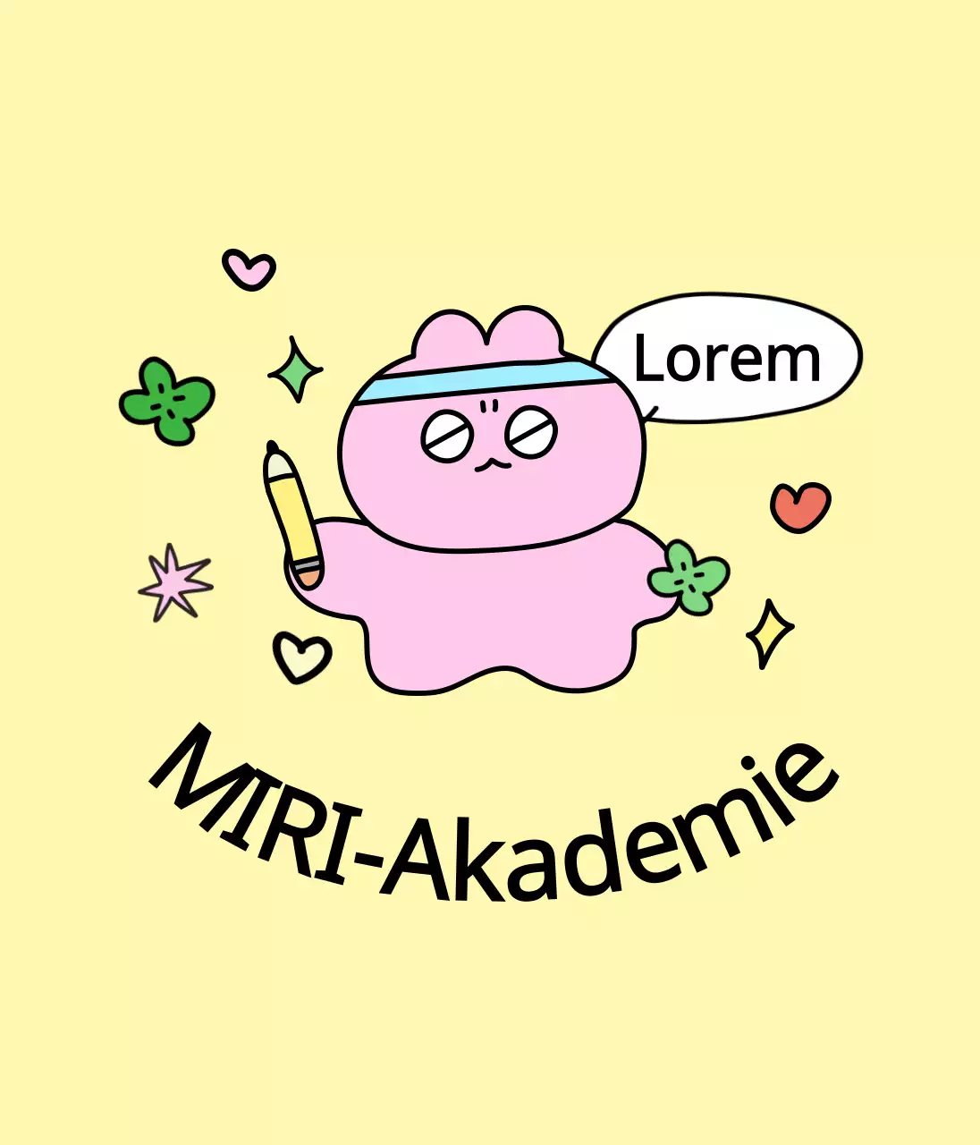 Niedliche Schulsachen mit bunten Figuren und Elementen