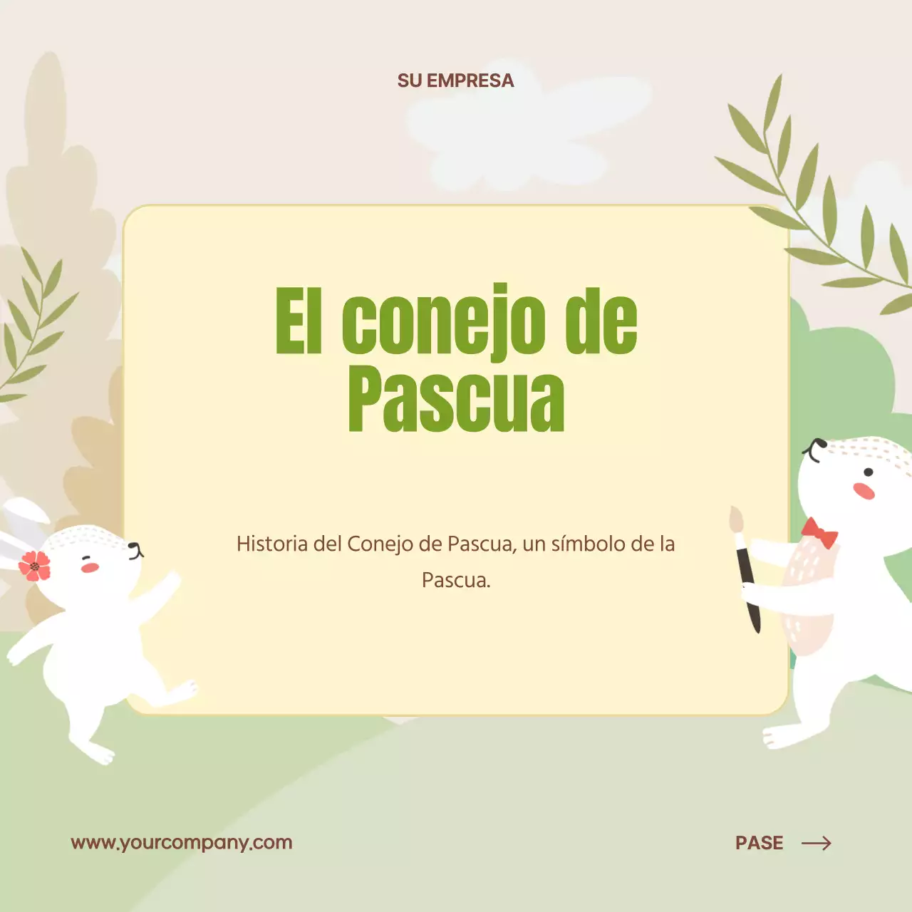 Beige y Verde Encantador Día de Pascua Orígenes Publicidad