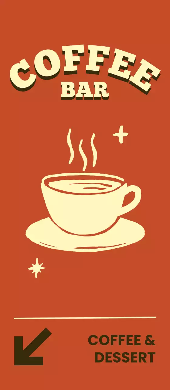 Red background vintage illustration promoting coffee cafe