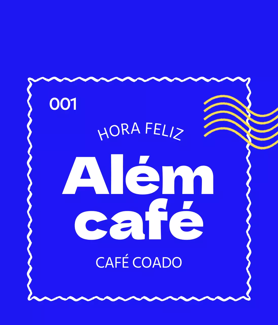 Mercadoria de café simples com texto curvo e ondas amarelas