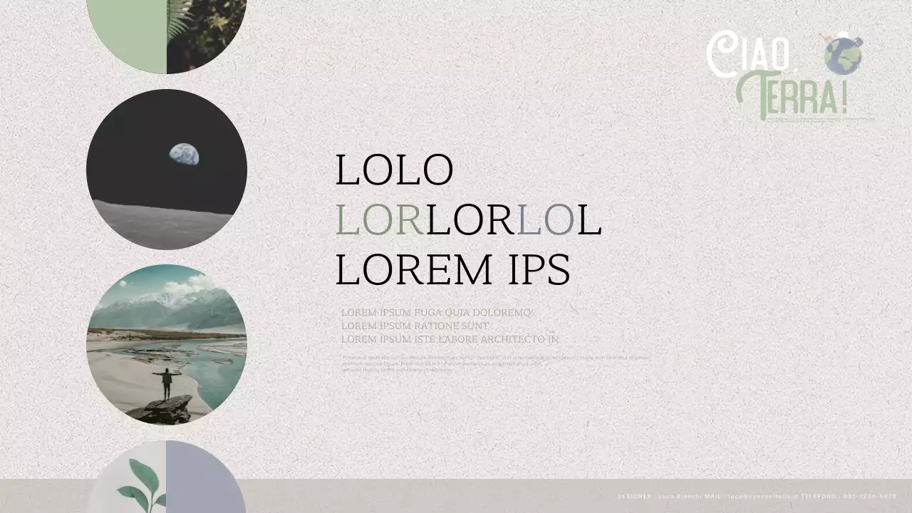 Presentazione su sfondo verde naturale in chartreuse e beige