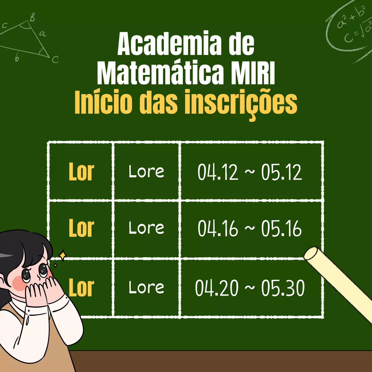 Promover um currículo escolar minimalista com um pano de fundo verde